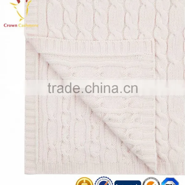 High Quality Cable Knitted Cashmere Baby Blanket photo-4