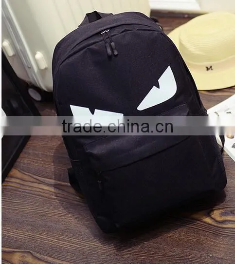 Backpack Everyday Pack School Nylon and PU Leather Monster Angry Eyes Campus Bag photo-2