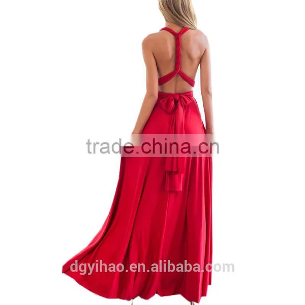 Yihao 2016 Special Offer Natural V-neck Vestidos De Fiesta Women Long Sexy Strapped Lady Party Maxi Summer Dress photo-6