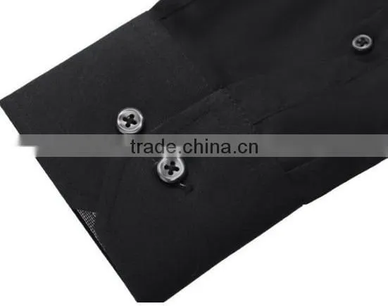 The Latest 100% Cotton Slim Fit Black Dress Shirt for Men With Peaked Collar photo-3