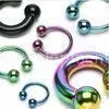 Titanium Anodized Internally Threaded Horseshoes Circular Barbell Jewelry For Engagement
