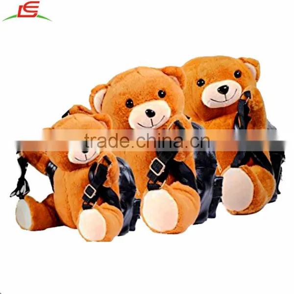 Kids Girls Cute 3D Plush Bear Backpack PU School Bag