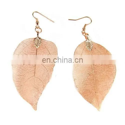 Fashion Real Natural Leaf 24K Gold Leaf Earring photo-5