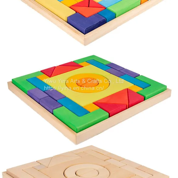 Unpaint Wood Tree Building Blocks Car Volcano Coral Sea Wave Montessori Toy Baby Wooden Toys Rainbow Stacking DIY Blocks photo-5
