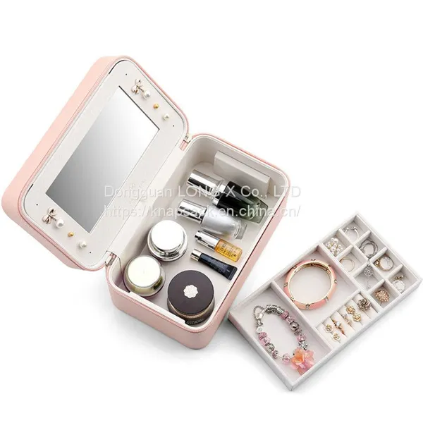 Pu Portable Makeup Case/Double Layer With Mirror Wash Skin Care Storage Cosmetic Bag photo-5