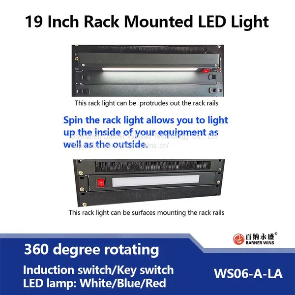 Manufacture 19 Inch 1U Rack Mounted Rotatable LED Light for Audio Rack or Server Cabinet OEM photo-4