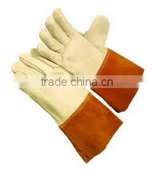Welding Gloves in Yellow & Brown Color