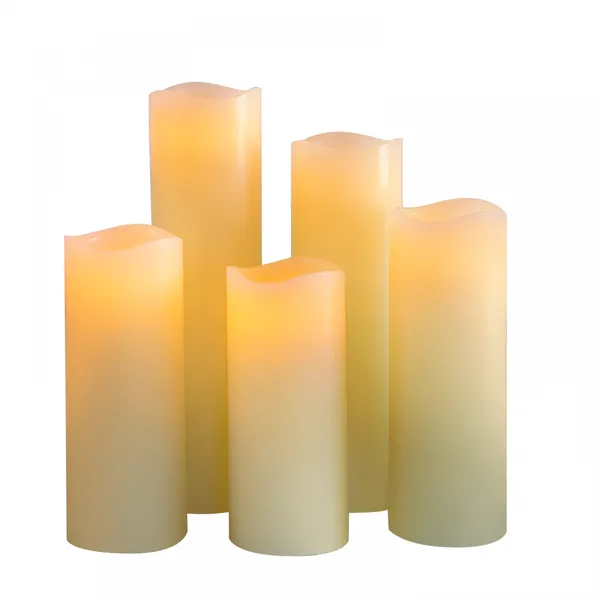 Wholesale Perfect Suit Paraffin Real Wax 5pcs Set 2AA Batteries Candles With Bullet Wick Remote Candles photo-3