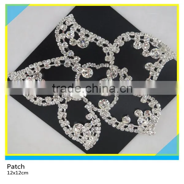 Bridal Accessories Jewelry Applique Sew on Clear Rhinestone Chain Patch 14x21cm photo-3