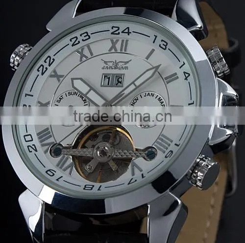 Jargar Men Gent White Tourbillon Date Aviator Automatic Mechanical Watch WM182 photo-3