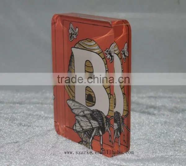 Acrylic Paperweight,acrylic Solid Alphabet Display Block With Back Printed Paper Sticker photo-4