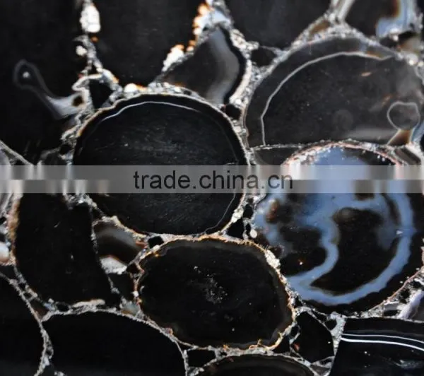 Brazilian Dyed Black Agate Slices Slab photo-2