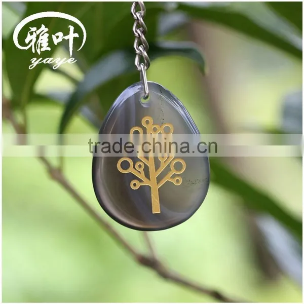 Natural Grey Agate Tree of Life Teardrop Keychains/Custom Keychains for Sale photo-2