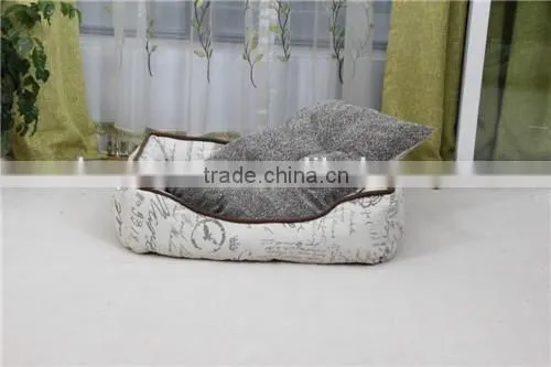 Luxury Dog Bed Linen Fabric Pet Beds With Vintage Printing Square Style photo-2