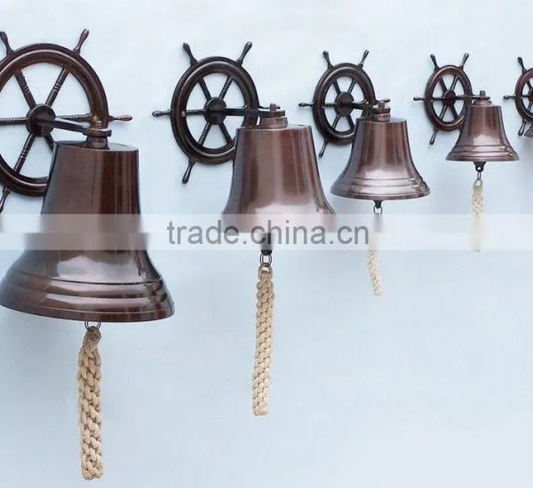 Vintage Marine Nautical Brass Wheel Wall Hanging Ship Bell NBB 009 photo-5