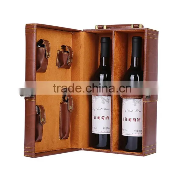 Hot Selling Luxury PU Leather Wine Bottle Shape Box photo-3