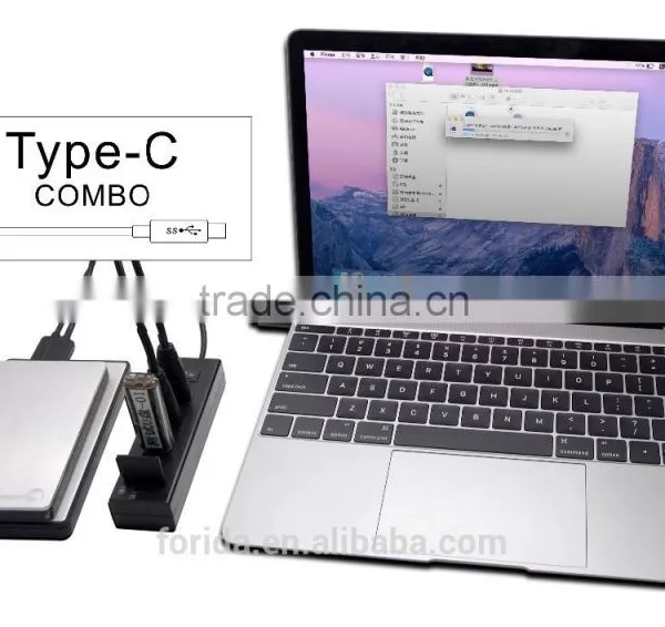 USB 3.1 Type-C (USB-C) Hub Combo 3 USB3.0 Port and High Speed SD TF MMC Card Reader With Power Switch photo-2