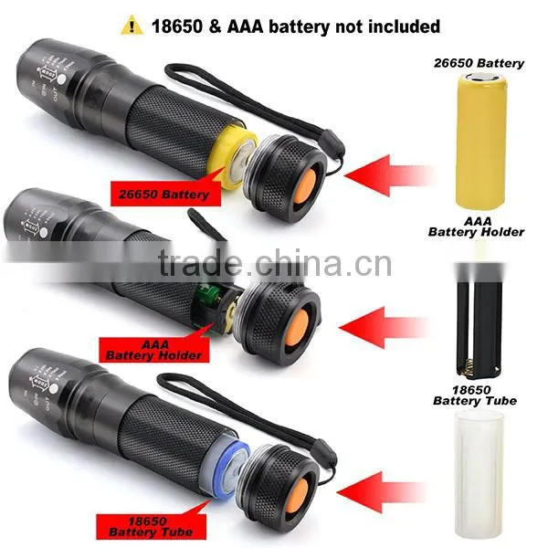 Best Military Grade Waterproof 3 x AAA/18650 / 26650 XML T6 LED Military Flashlight Quality Choice photo-5