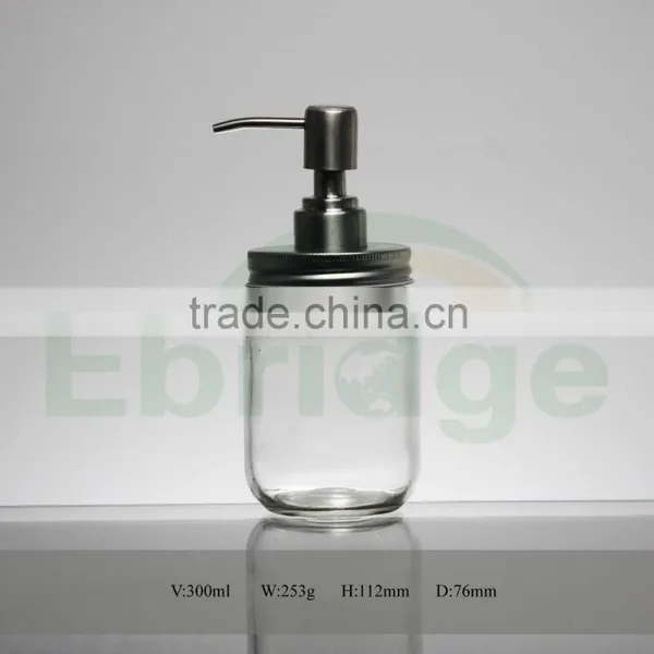 10oz Clear Mason Jar With Stainless Steel Pump Lid for Kitchen & Washroom Use Quality Choice photo-2