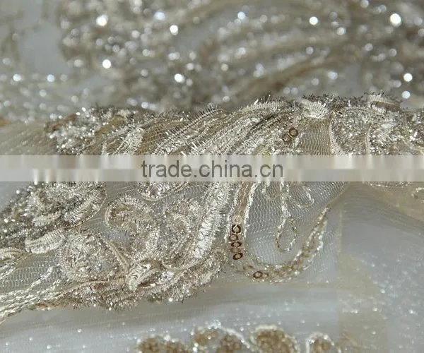 POPULAR CHAMPAGNE TABLE LINEN FOR WEDDING ON SHINE MESH Quality Choice photo-3
