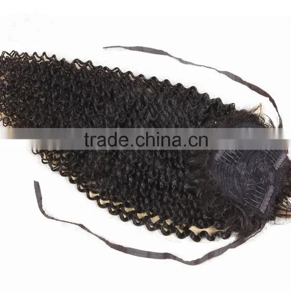 China Wholesale Cheap Grade 7A Afro Kinky Hair Ponytail Headband Raw Unprocessed Kinky Curly Ponytail photo-5