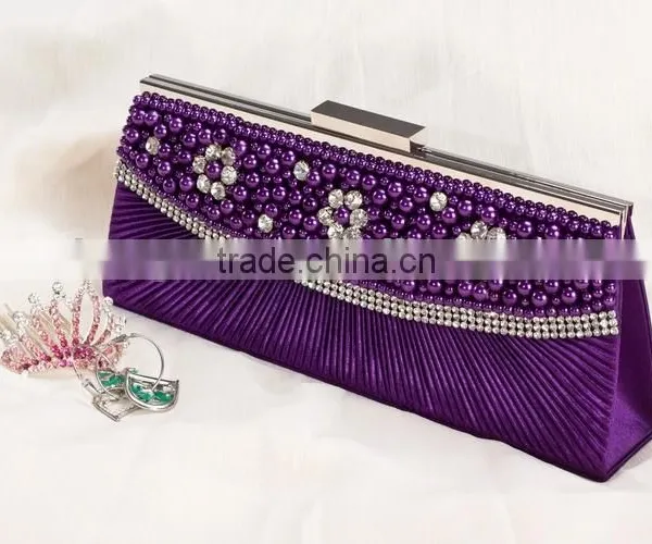 Ladies Beaded Evening Satin Party Bag