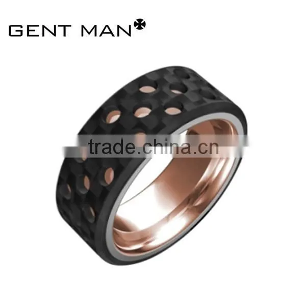 Gold Titanium Ring Carbon Fiber Ring 8mm Titanium Carbon Fiber Ring photo-4