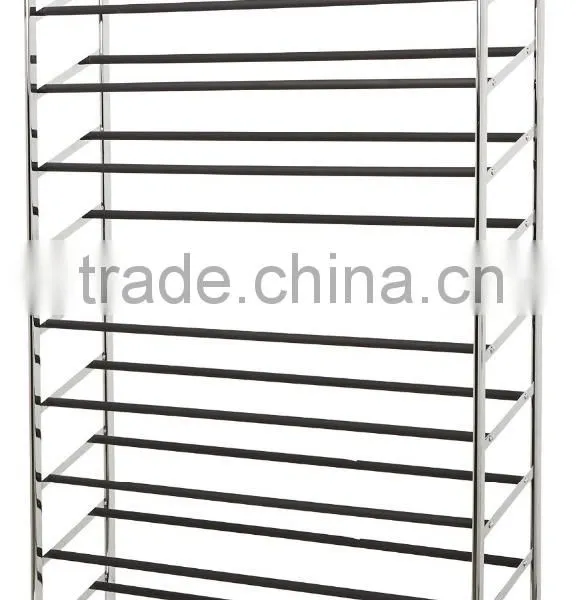 Icegreen Metal Chrome 50-pair Shoe Rack with 4 Wheels
