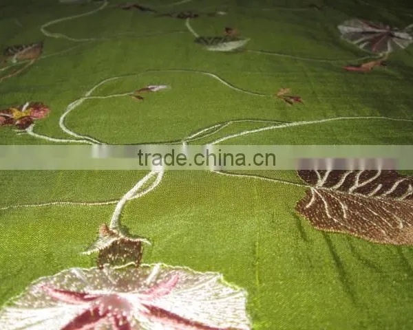 GREEN AND FLOWER SILK EMBRODARY SILK FABRIC TEXTILE photo-2