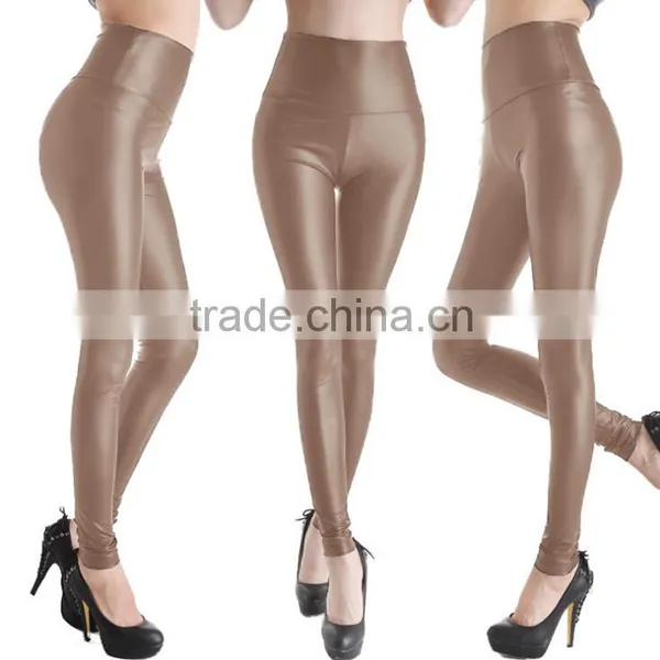 Multicolors Leather Look Fashion Sexy Women High-waist Leggings photo-5