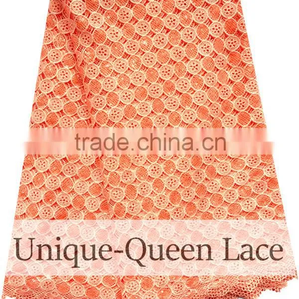 2016 High Quality African Guipure Lace Fabric With Stones /african Cord Laces With Sequins/sequins Guipure Lace photo-3