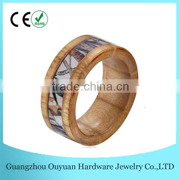 Natural Wooden Ring, Wooden Ring With Camouflage Inlay