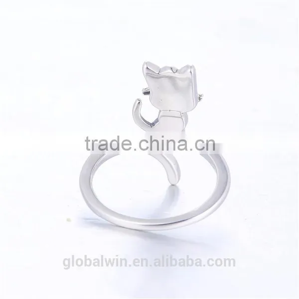 Factory Promotion Solid 925 Latest Wedding Ring Designs Red Black Enamel Sterling Silver Ring Cat Animal Sex Women'S Ring Animal photo-3