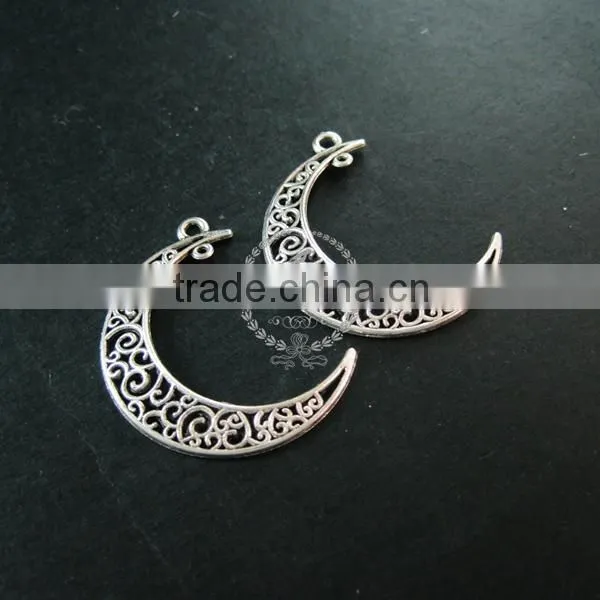 36x32mm Vintage Style Antiqued Silver Plated Moon Connector DIY Pendant Charm Supplies Findings 1820270 photo-3