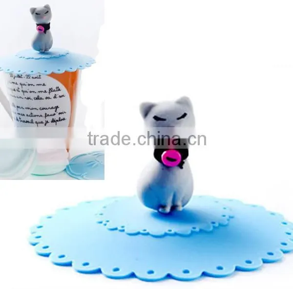 Cute Cartoon Leak Proof Soft Lady Meow Silicone Cup Cover photo-2