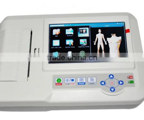 7 Inch Touch Screen 12 Lead Resting 6 Channel Electrocardiograph ECG Machine EKG Monitor With PC Sync Software Multi-language photo-2