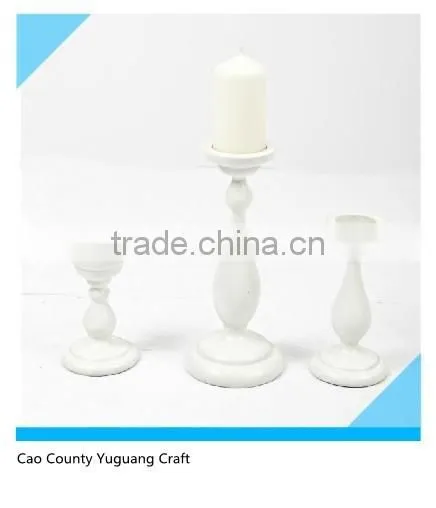 Home Decoration White and Black 3 Set of Wooden Candle Holder photo-3