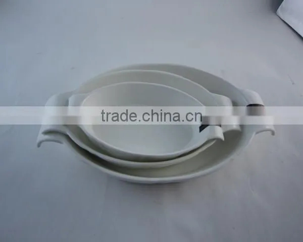Good Quality High White Porcelain Oval Bakeware Set With Handles photo-2