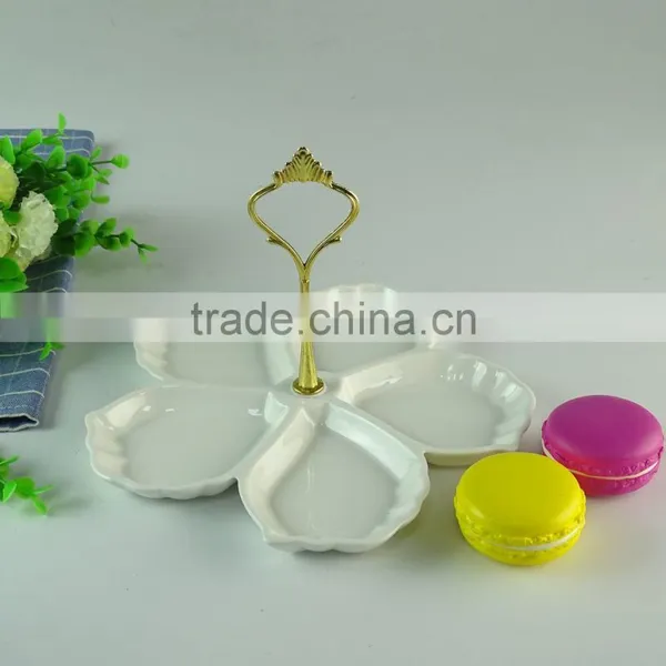 New Item Special Shape Porcelain Cake Stand With Handle for Weeding/party/daily Use photo-2