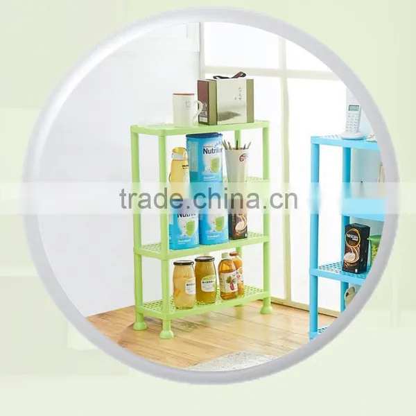 Four layers plastic storage shelf