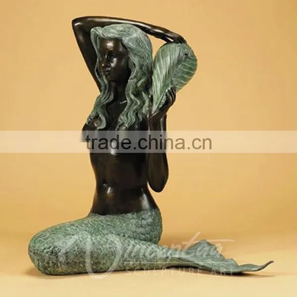 2015 Hot Sale Mordern Home Decor Bronze Cast Iron Mermaid Statue photo-2