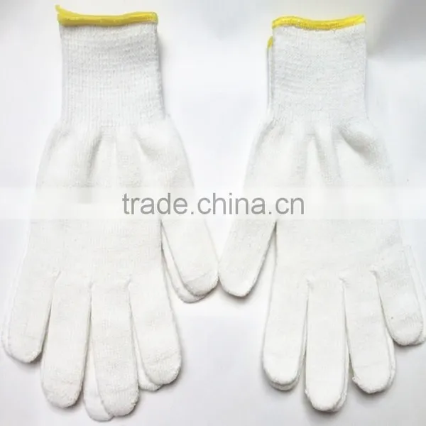 Most Popular/2015 New/13 Gauge Bleached White Cotton Knitted Glove/working Glove