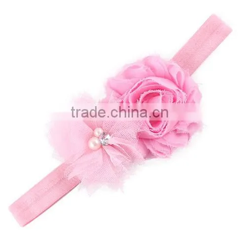 2015 Wholesale Baby Toddler Infant Flower Headband With Pearl Hair Bow Band Accessories photo-4