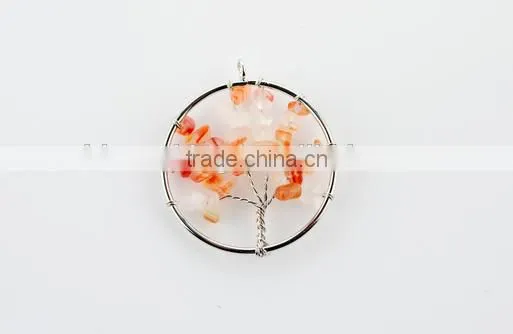 High End Rose Quartz Chip Stone Beads Pendant Diy Wire Wrapped Quartz Stone Charms Pendant 2016 for Sales photo-4