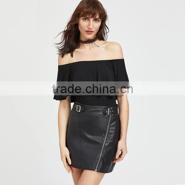 Flounce off Shoulder Stretch Bodysuit Hot Design Lady Clothing photo-5