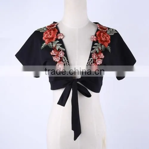 2017 Latest Fashion Top Design Crop Top Short Sleeve Nightclub Top