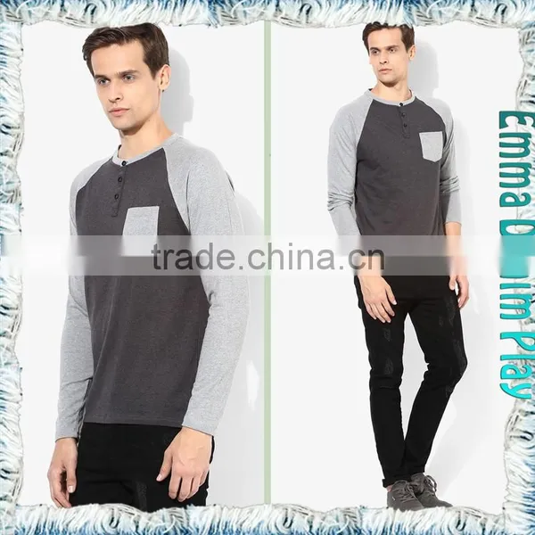 High Quality Custom Design Mens Long Sleeves Contrast Color O-Neck T Shirts photo-4