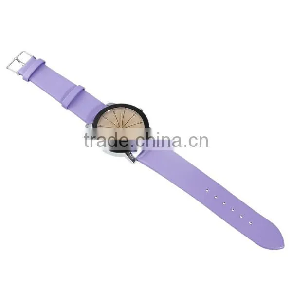 New Fashion Leatheroid Adjustable Wrist Watches Round Purple Battery Included 24.2cm Long photo-2
