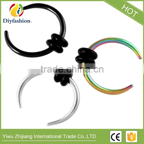 5 Colored Indian Nose Hoop Stainless Steel Nose Rings photo-3