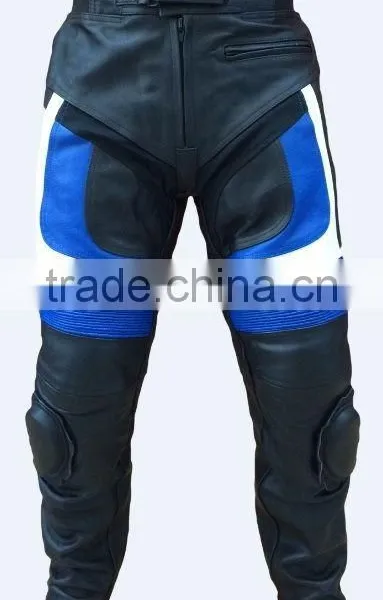 Black Motorcycle Pant/ Motorbike Leather PANT CE Armour to Knee & Hips photo-3